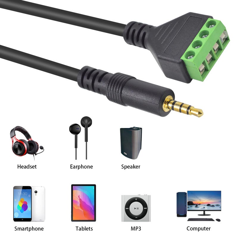 Poyiccot 3.5mm Speaker Wire Adapter, 3.5mm (1/8") 4 Pole Stereo TRRS Male Jack to AV 4 Screw Terminal Block Balun Connectors Cable 30cm (1/8inch/ 4pin) - Image 5